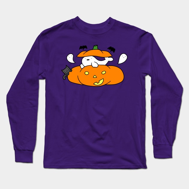 Pumpkin Harp Seal and Cat Long Sleeve T-Shirt by saradaboru